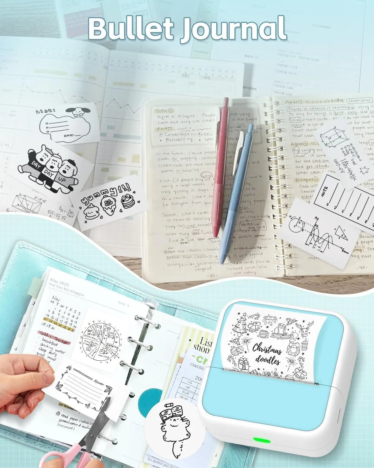 Memoking Sticker Printer -Mini Printer Print Pods Portable Thermal Inkless Sticker Maker Machine for Notes, Journal,DIY,Gift,ect