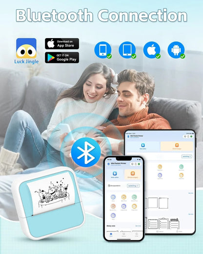 Memoking Sticker Printer -Mini Printer Print Pods Portable Thermal Inkless Sticker Maker Machine for Notes, Journal,DIY,Gift,ect